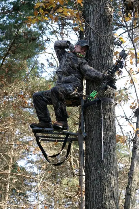 bow hunter in tree stand